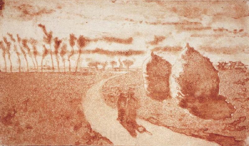 Camille Pissarro Twilight with haystacks Spain oil painting art